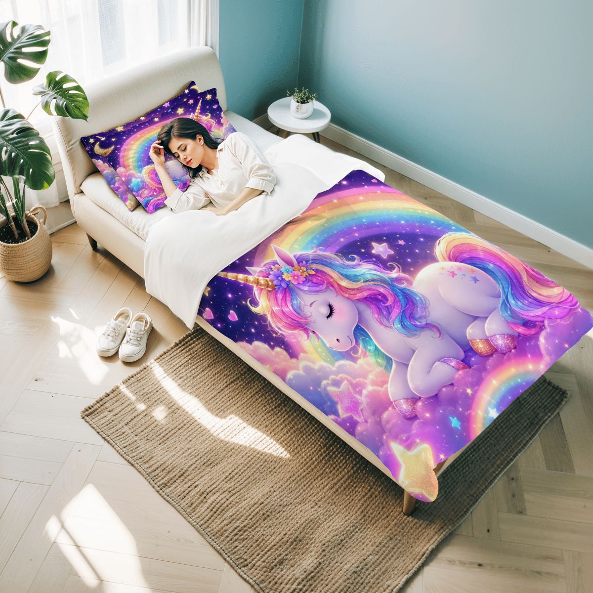 Unicorn, Twin Duvet Cover Set 68"x86"