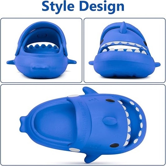 Lakige Toddler Boys Size 11 Blue Shark Cloud PVC Clog Slide On Sandal Shoes