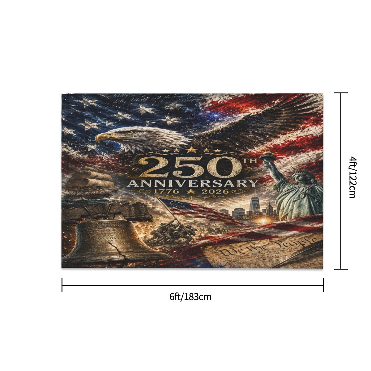 Patriotic, ThreeLayer Double Sided Flags 72"x48"