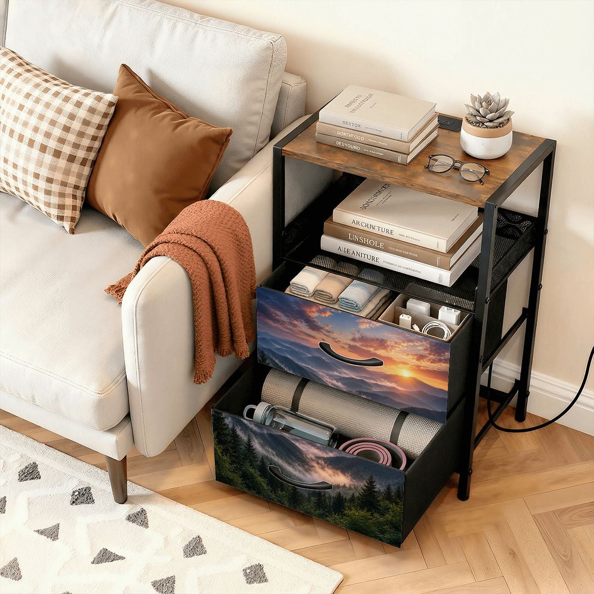Smokey Mountains, 2Drawer Bedside Table