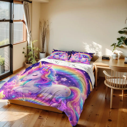 Unicorn, Twin Duvet Cover Set 68"x86"