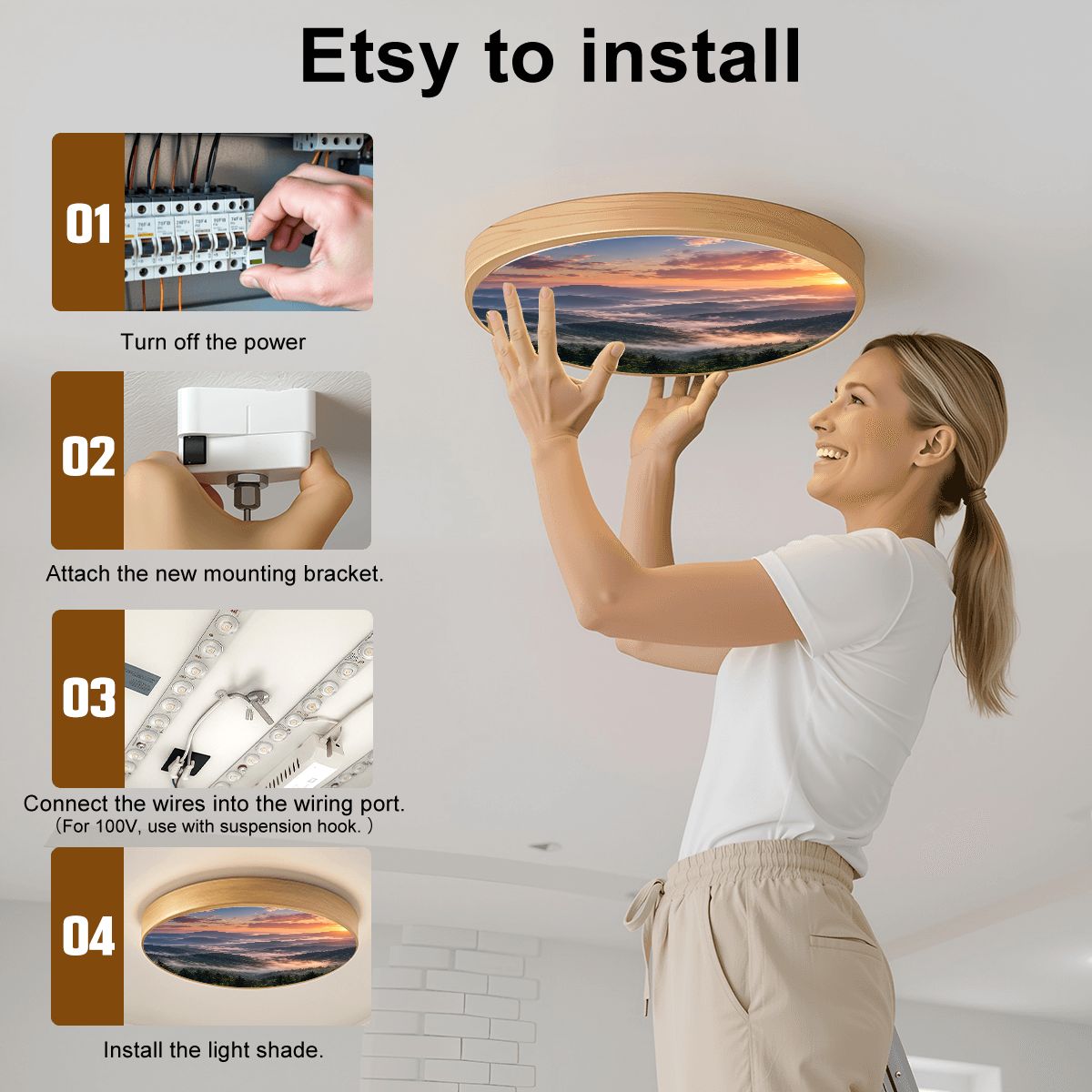 Smokey Moutains, Flush Mount Ceiling Light