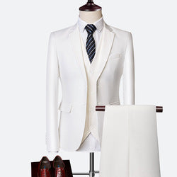 3 Piece Suit Solid Color Blaze Pants & Vest Men's