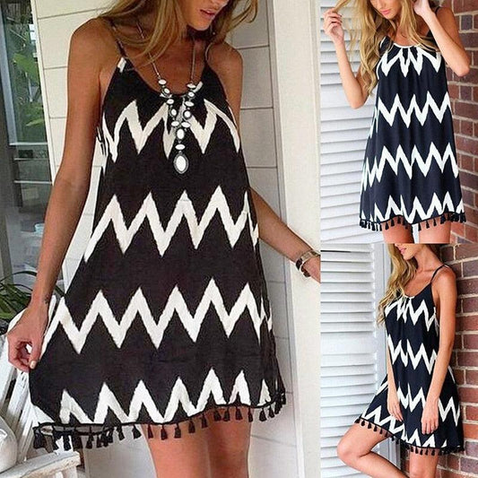 Beach Cover Ups Stripe Bikini Cover Up For Women With Tassel Summer Beach Dress Women Summer Casual Swing T Shirt Dresses Beach Cover Up Loose Dress Ladies Swimsuit Plus Size Beachwear