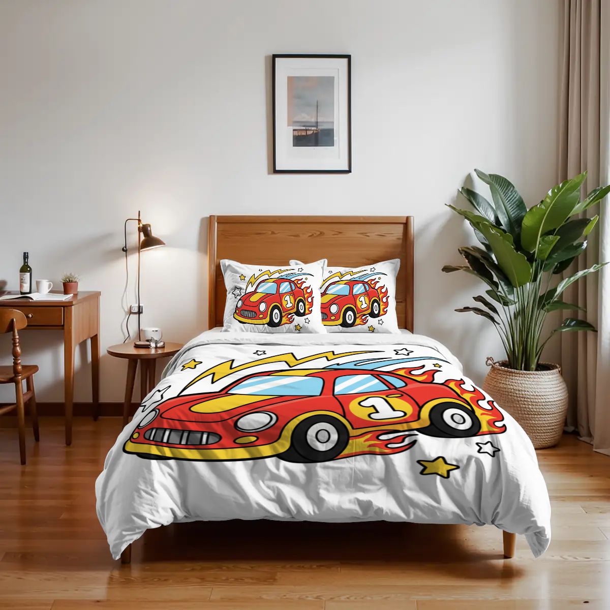 Race Car2, Twin Duvet Cover Set 68"x86"