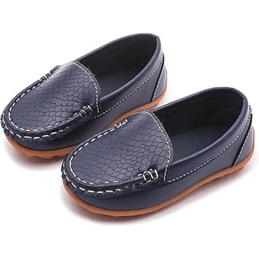 Lonsoen Toddler Boys Size 9.5 Navy Slip On Loafers Faux Leather Non Slip Shoes