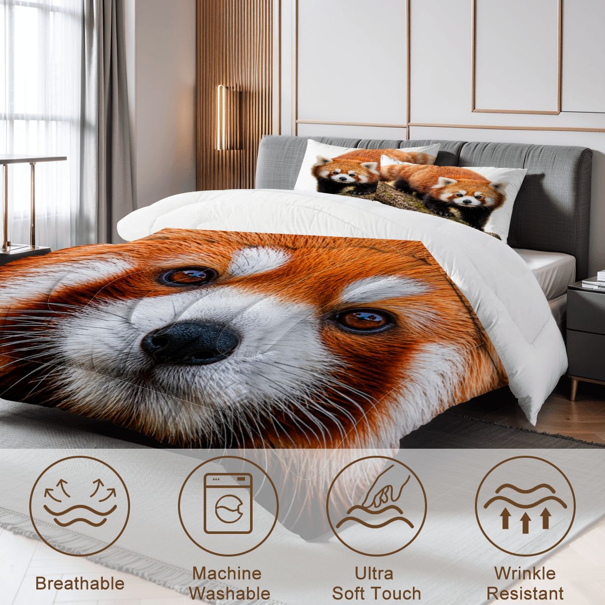 Red Panda, Queen Comforter Set