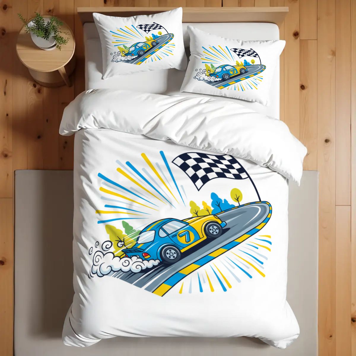 Race Car, Twin Duvet Cover Set 68"x86"