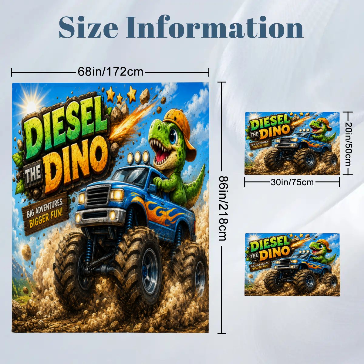 Diesel the Dino, Twin Duvet Cover Set 68"x86"