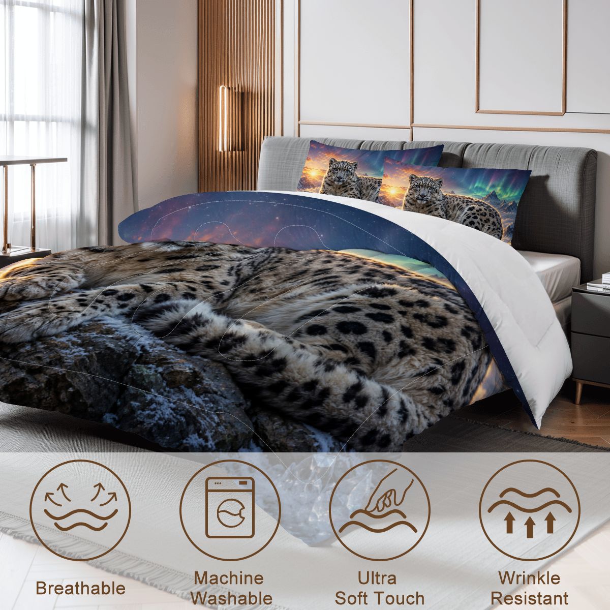 Snow Leopard, Queen Comforter Set