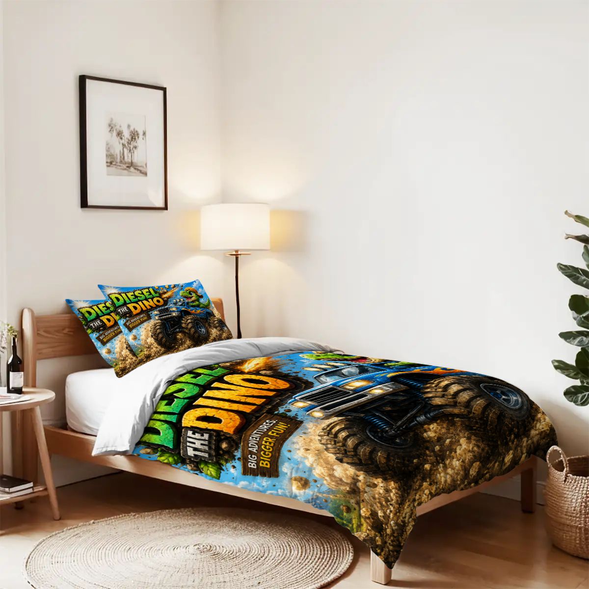 Diesel the Dino, Twin Duvet Cover Set 68"x86"