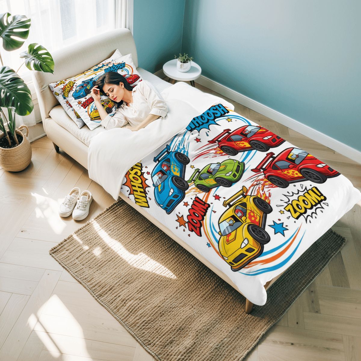 Race Cars2, Twin Duvet Cover Set 68"x86"