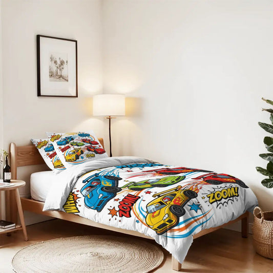 Race Cars2, Twin Duvet Cover Set 68"x86"