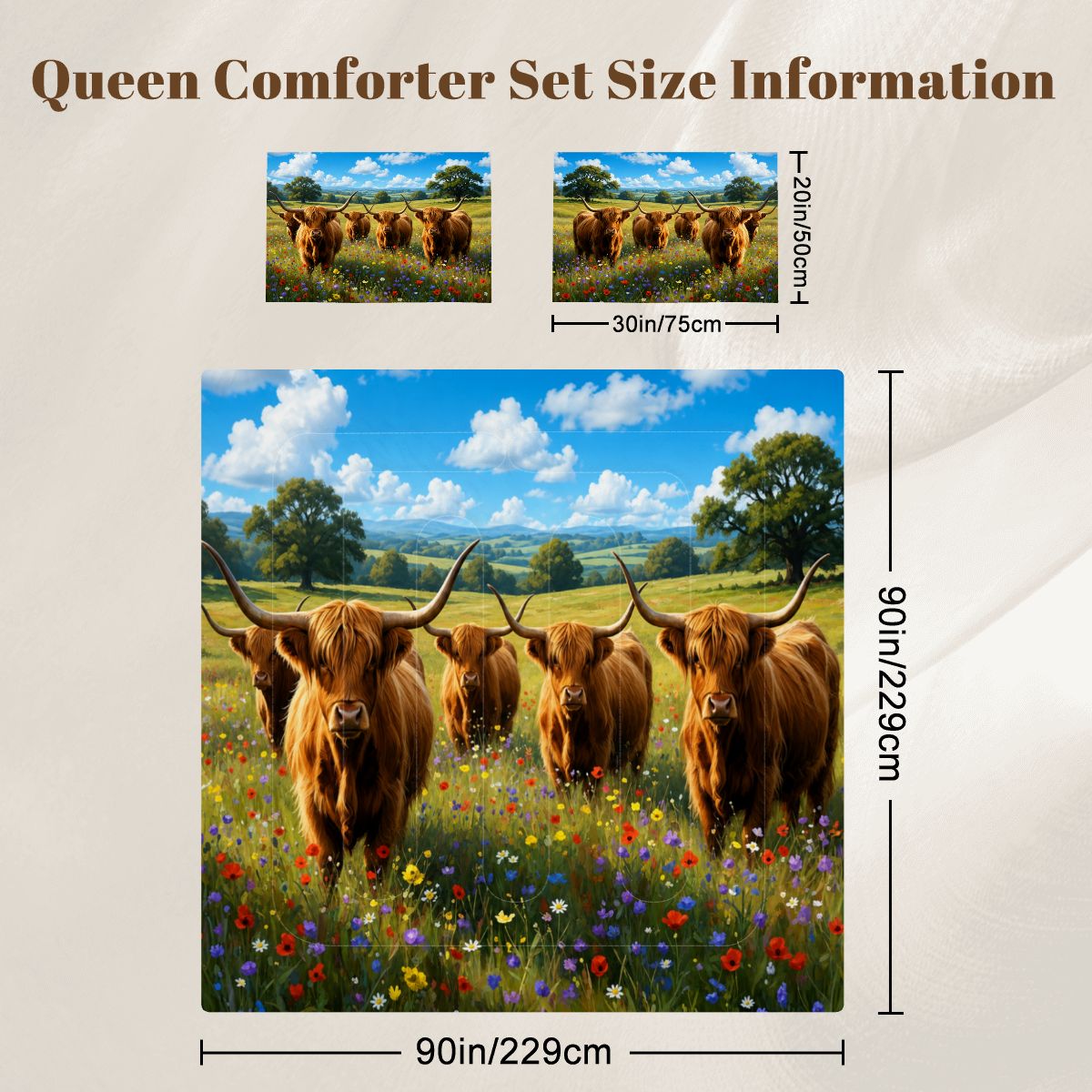 Cow, Queen Comforter Set