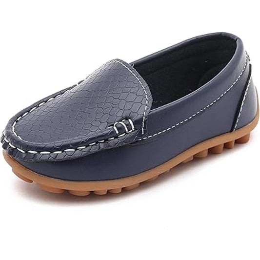 Lonsoen Toddler Boys Size 9.5 Navy Slip On Loafers Faux Leather Non Slip Shoes