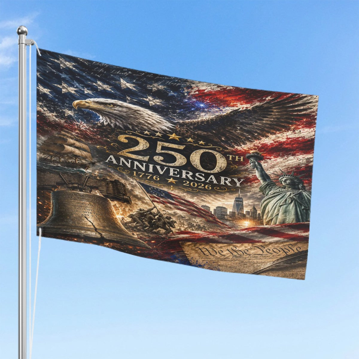 Patriotic, ThreeLayer Double Sided Flags 72"x48"