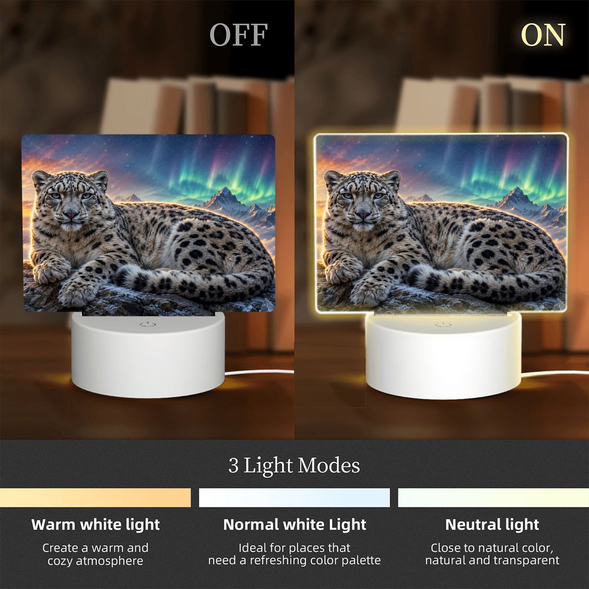 Snow Leopard, Acrylic Night Light