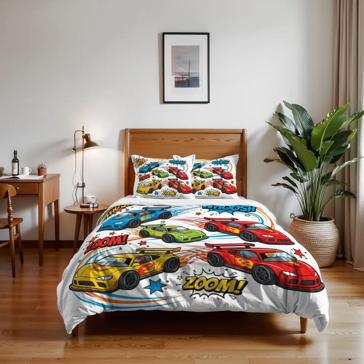 Race Cars2, Twin Duvet Cover Set 68"x86"