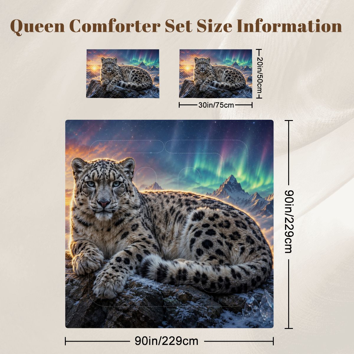 Snow Leopard, Queen Comforter Set