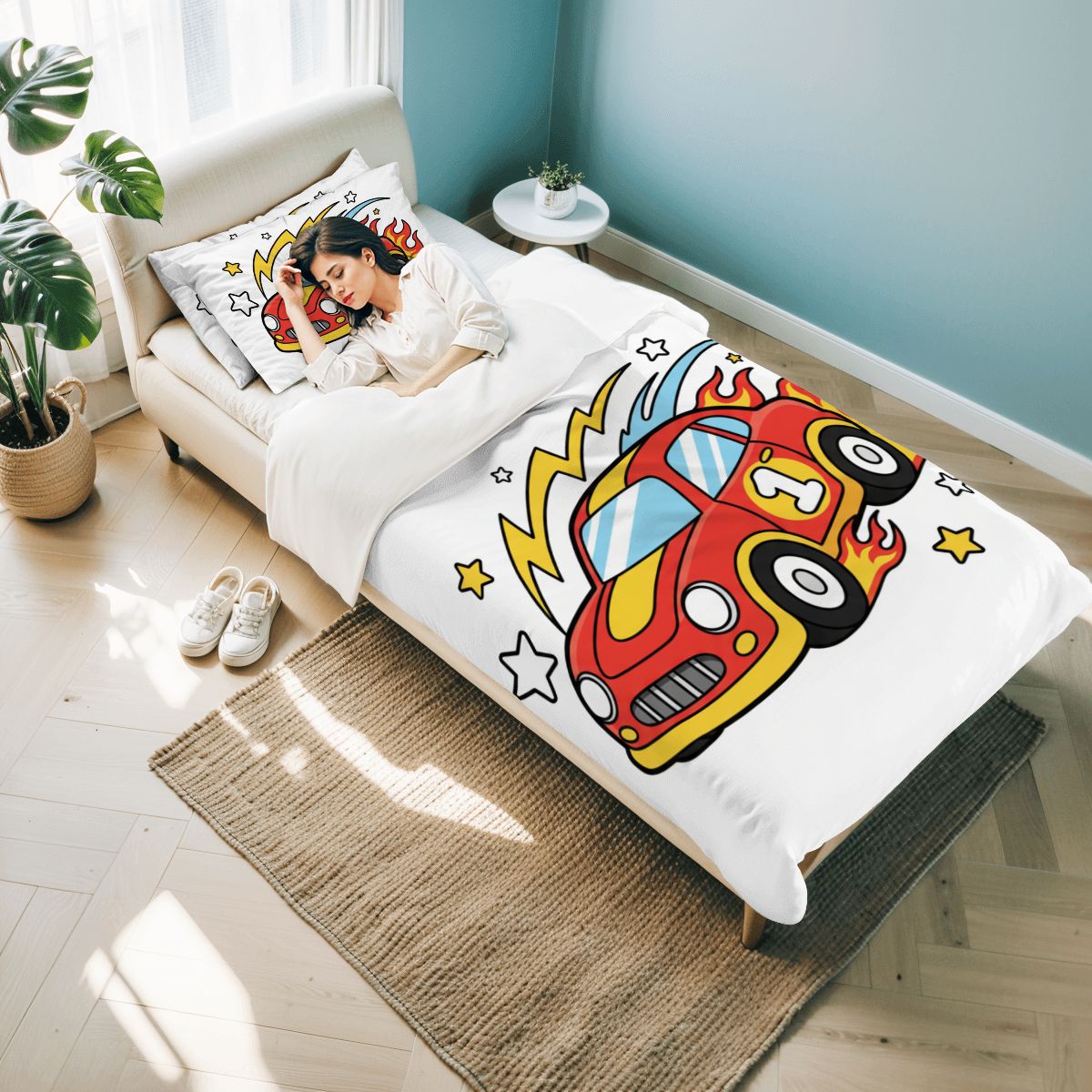 Race Car2, Twin Duvet Cover Set 68"x86"