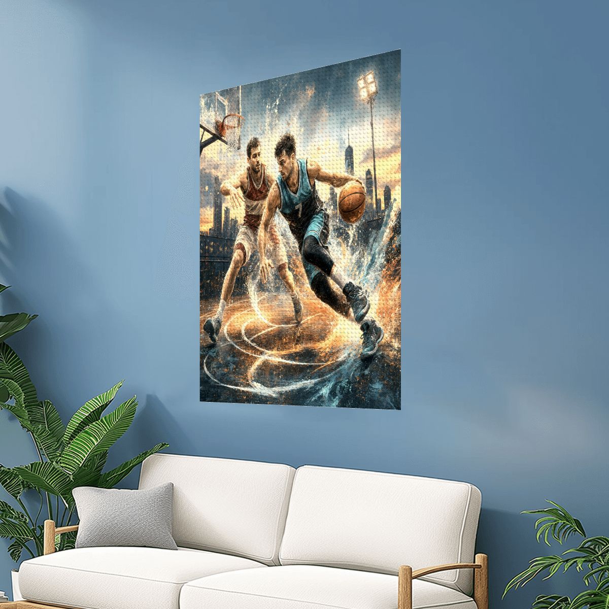 Basketball Action DIY Diamond Art with Frame