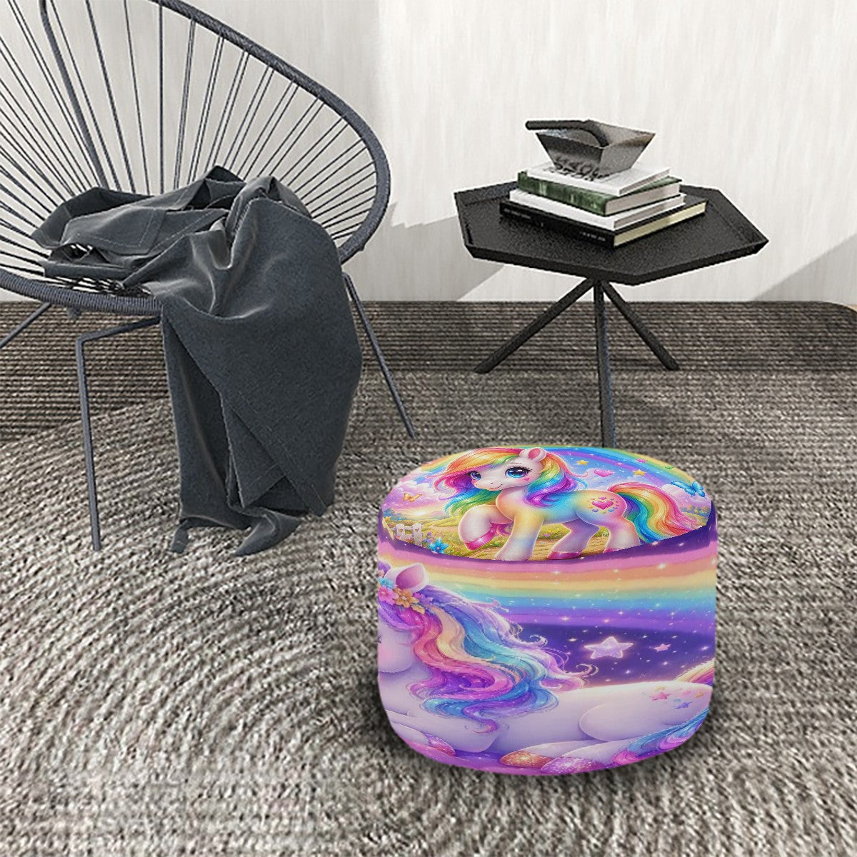 Unicorn, Round Pouf Ottoman