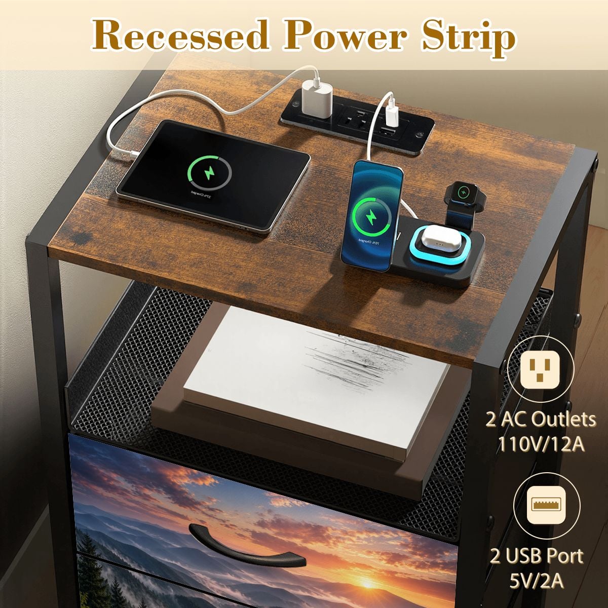Smokey Mountains, 2Drawer Bedside Table