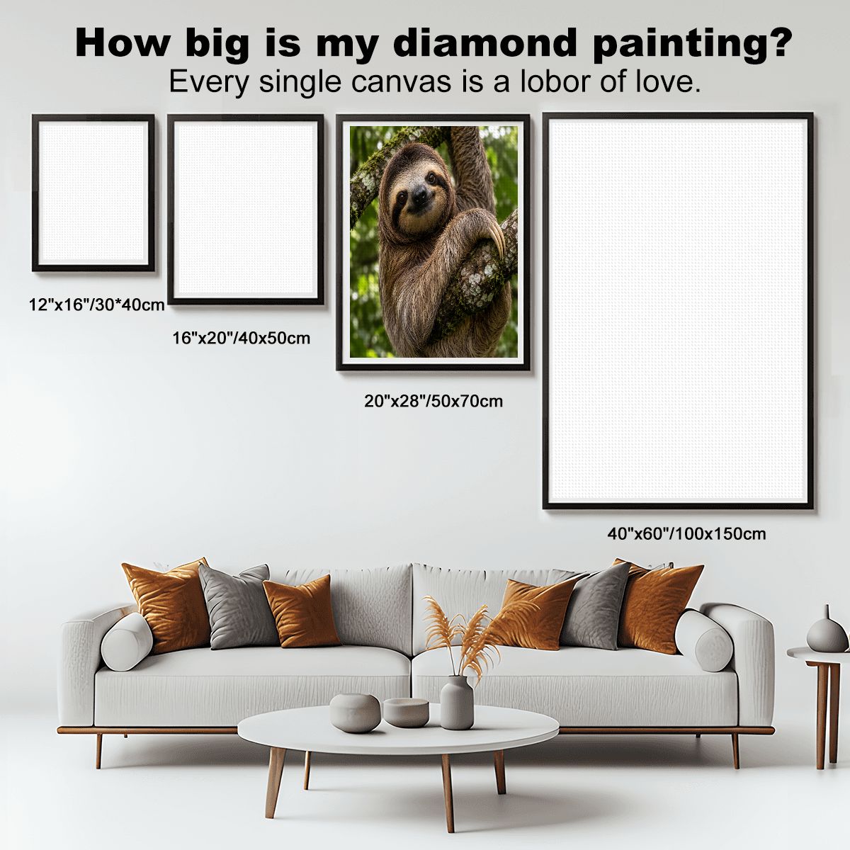 Sloth, DIY Diamond Painting with Frame