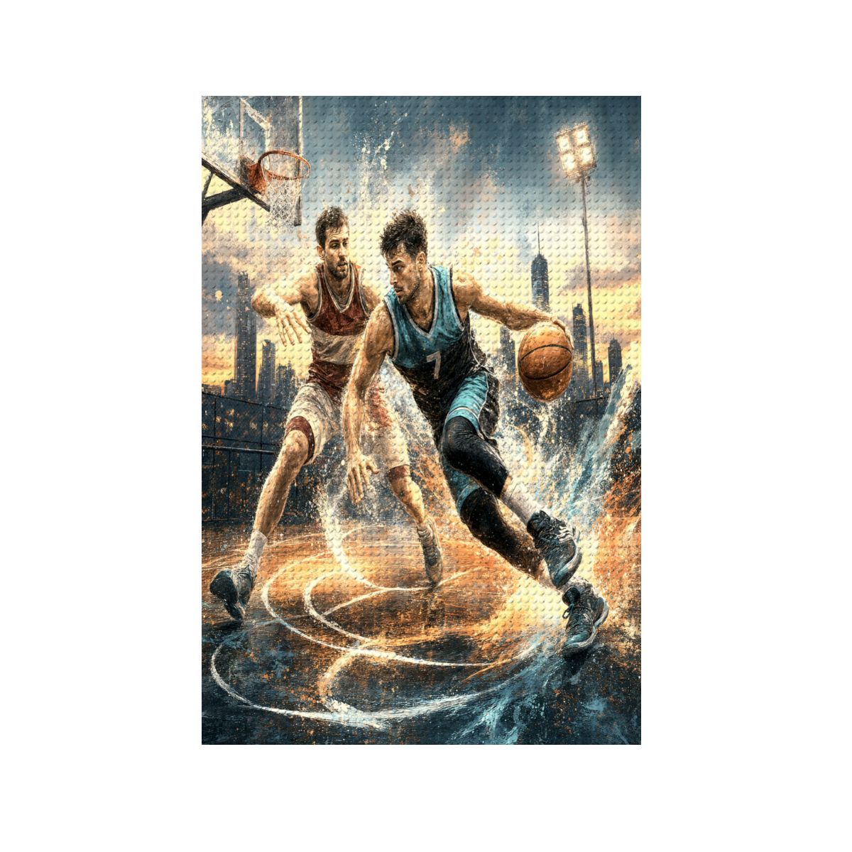 Basketball Action DIY Diamond Art with Frame