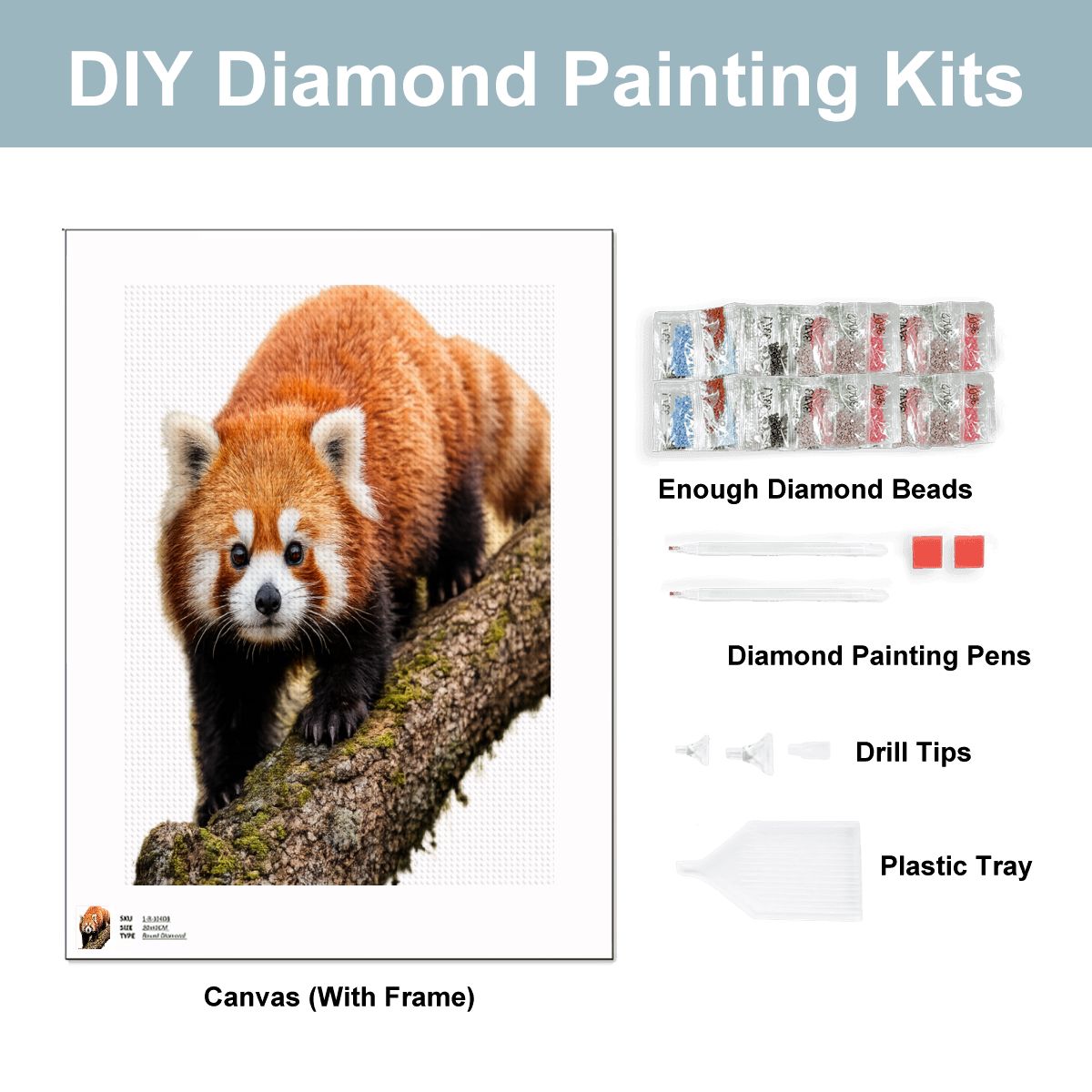 Red Panda DIY Diamond Painting with Frame