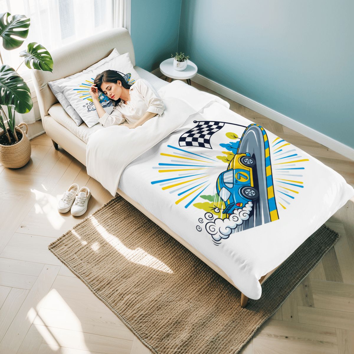 Race Car, Twin Duvet Cover Set 68"x86"