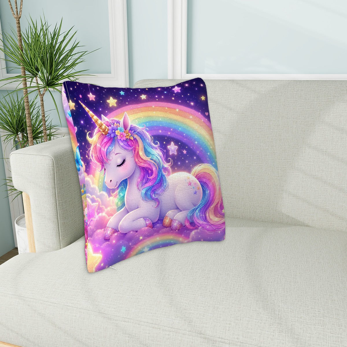 Unicorn, Plush Throw Pillow Covers (Doublesided Design)