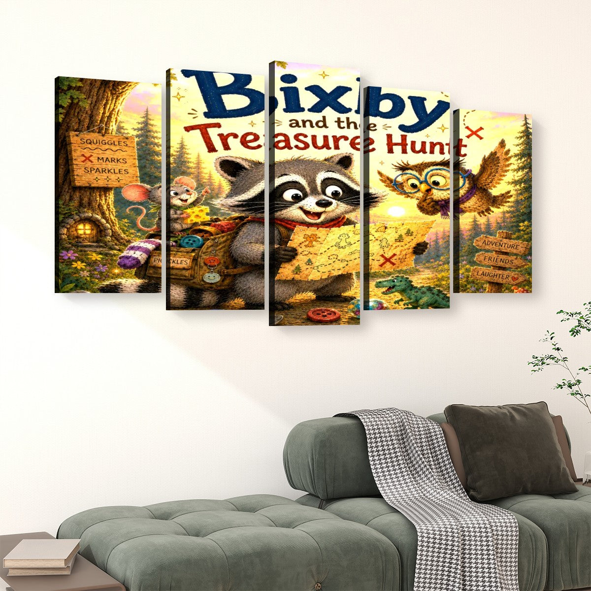 Bixby, 5 Panel Canvas Prints Wall Art (Set C)