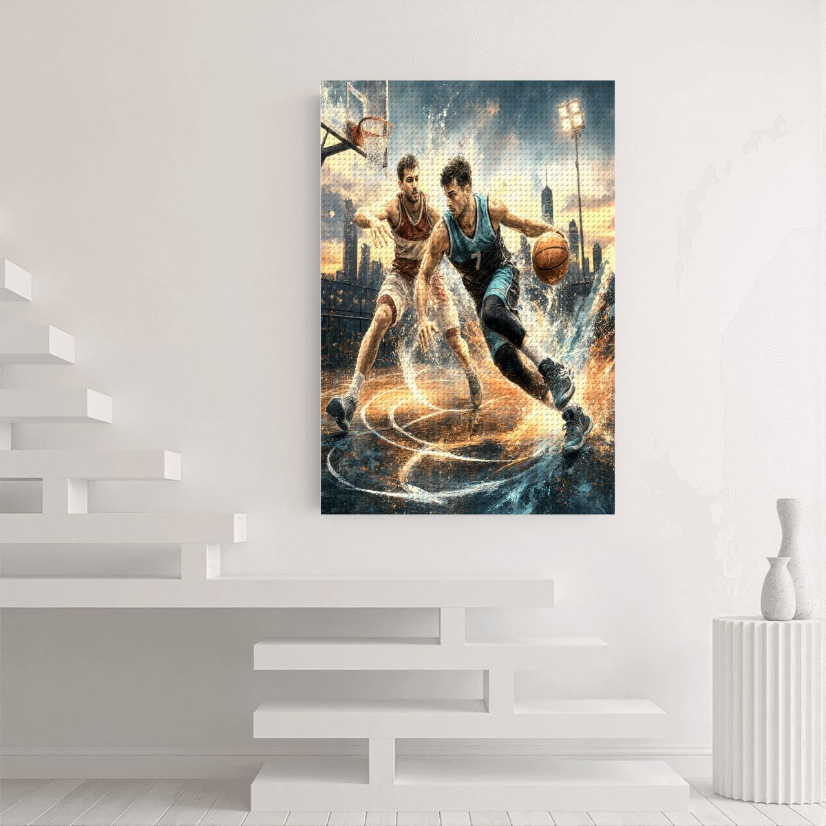 Basketball Action DIY Diamond Art with Frame