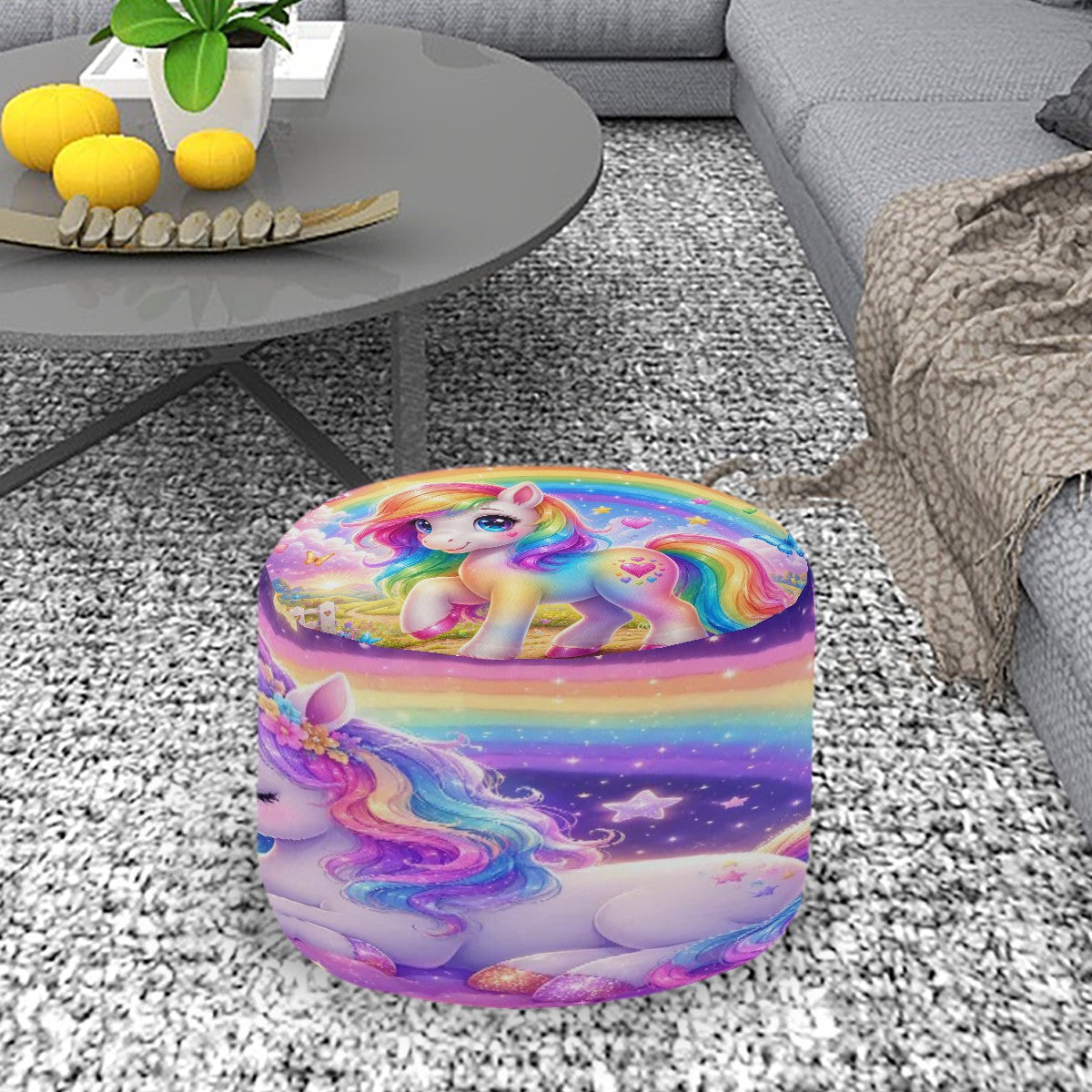 Unicorn, Round Pouf Ottoman