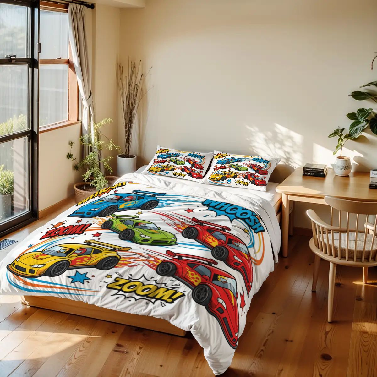 Race Cars2, Twin Duvet Cover Set 68"x86"