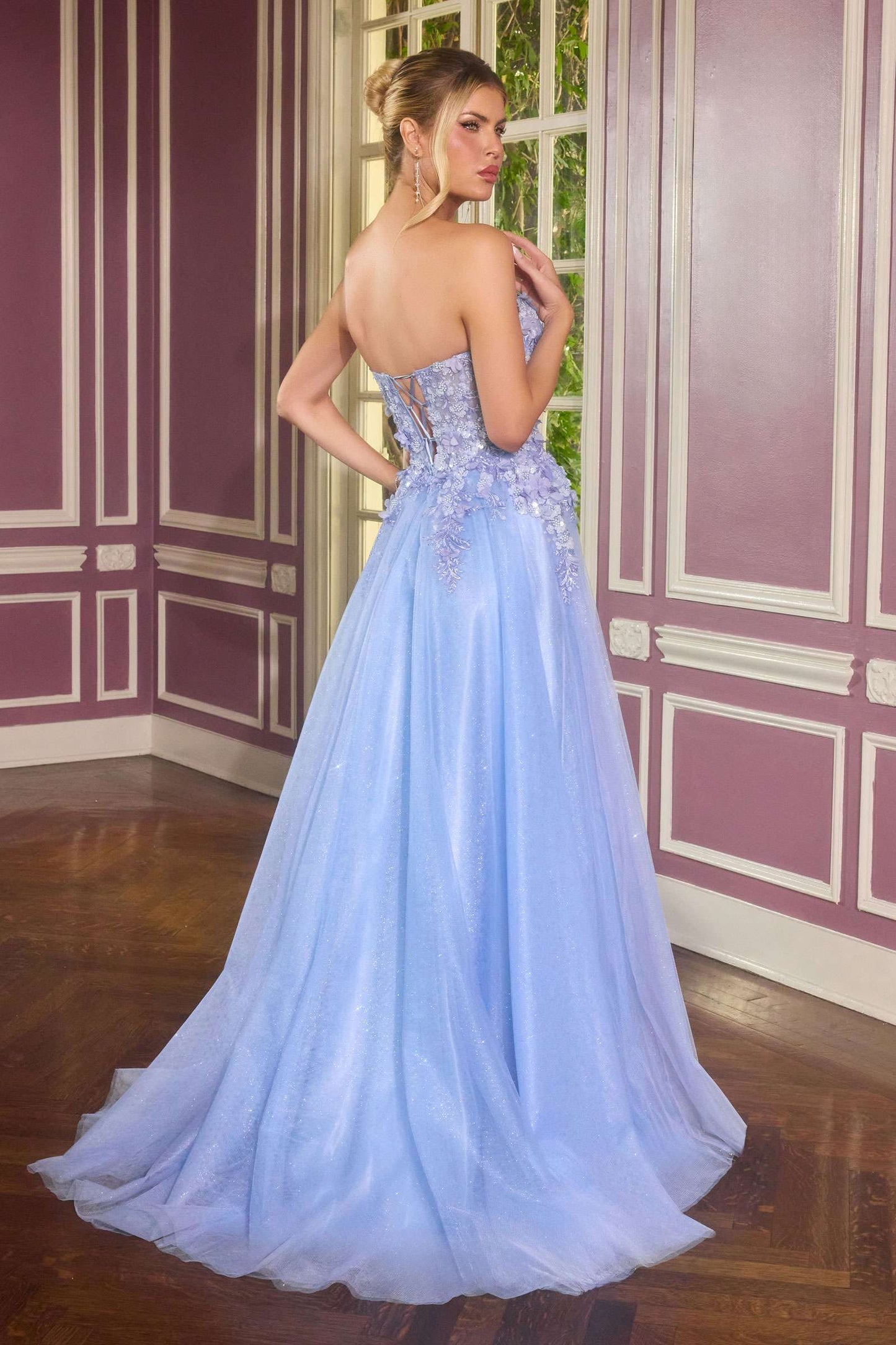 Ladivine C174 Enchanted Ball Gown Scoop Neck Floral Applique