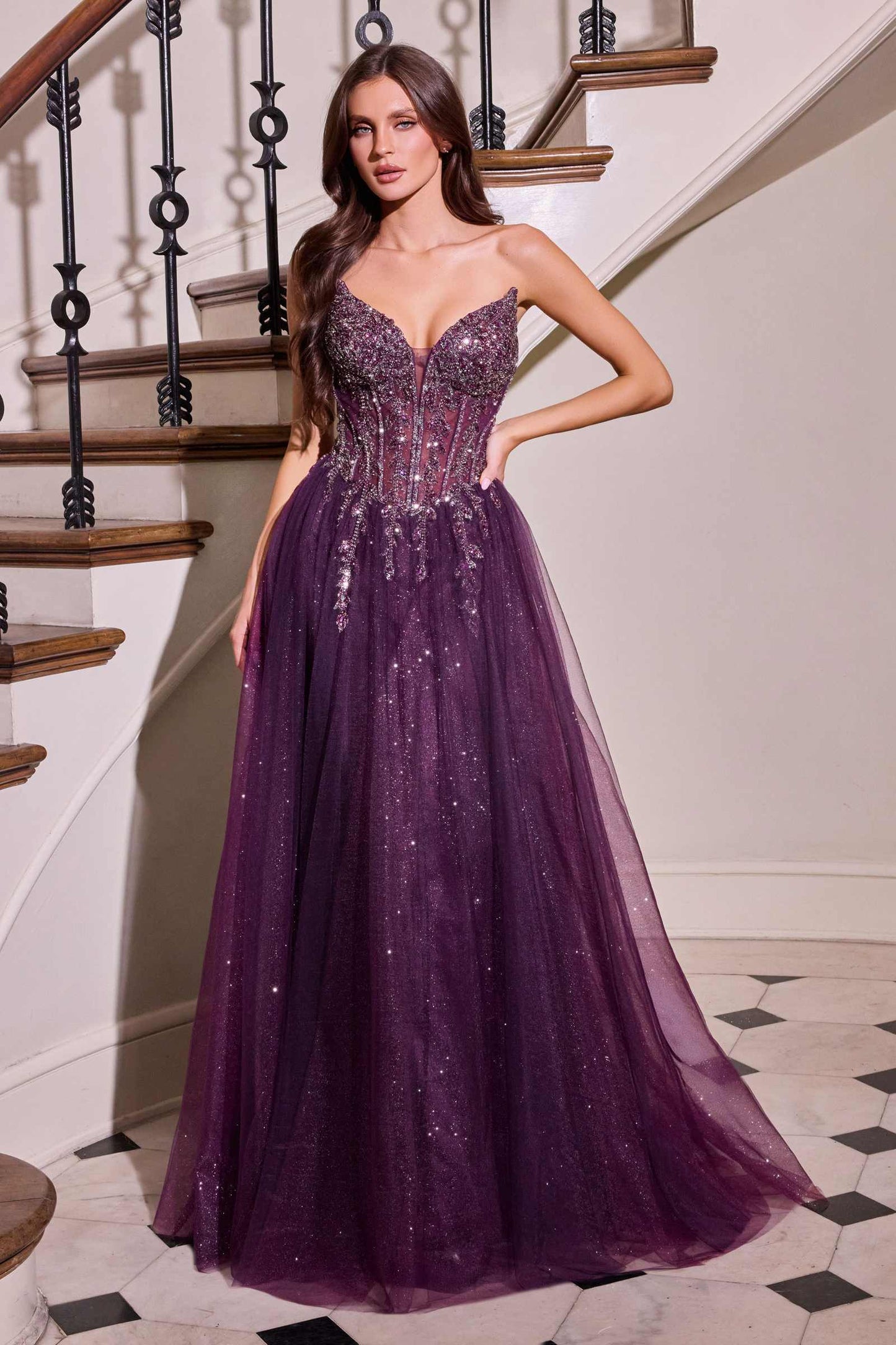 Ladivine CD721 Strapless A-Line Sweetheart Corset Bodice Formal Dress