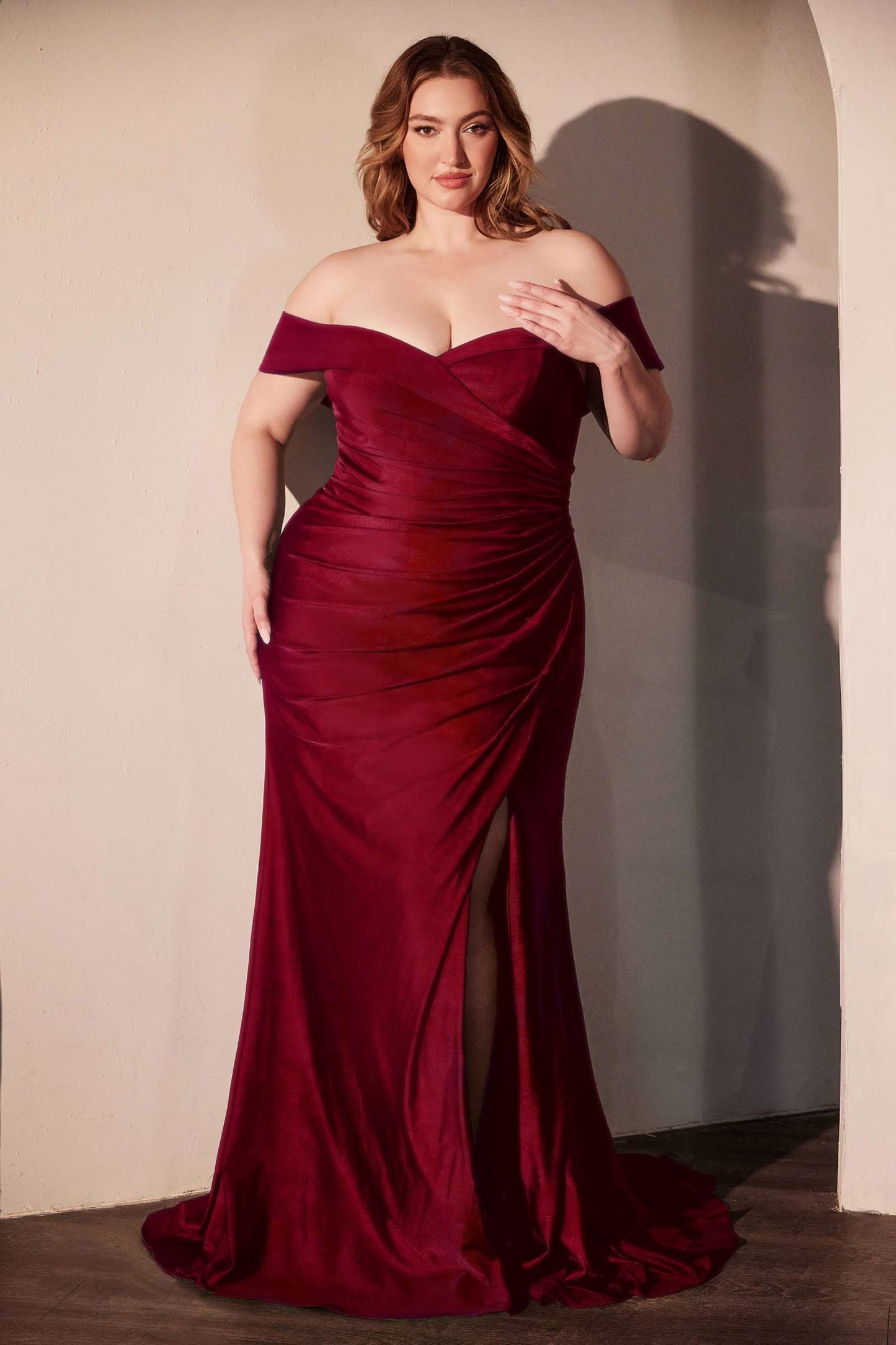 Ladivine CD790C Dress Off the Shoulder Stretch Spandex Curve Gown