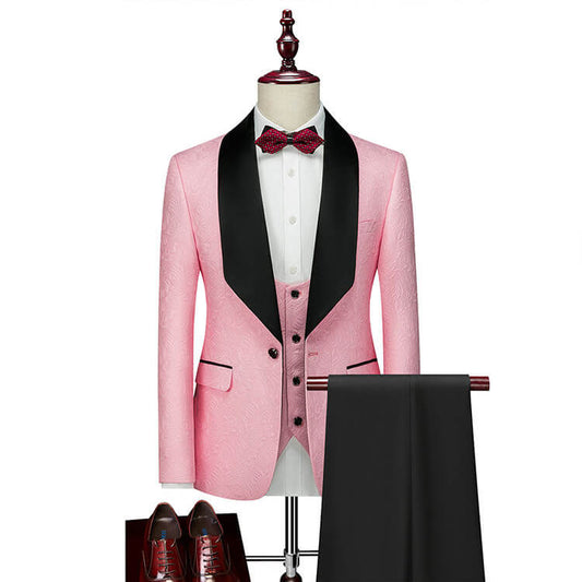 3 Piec Suits Groom Wedding Blazer Jacket Vest & Pants Groomsmen Suits Men's