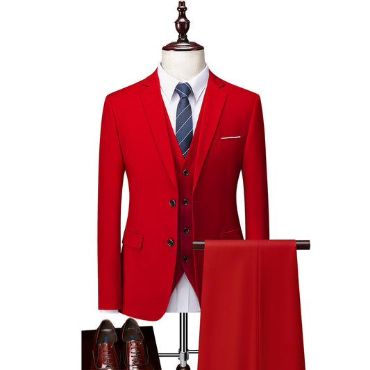 3 Piece Suit Jacket Pants & Vest Business Formal Men's
