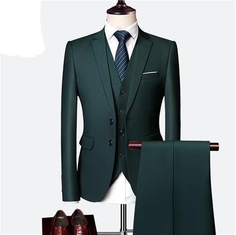 3 Piece Suit Solid Color Blaze Pants & Vest Men's