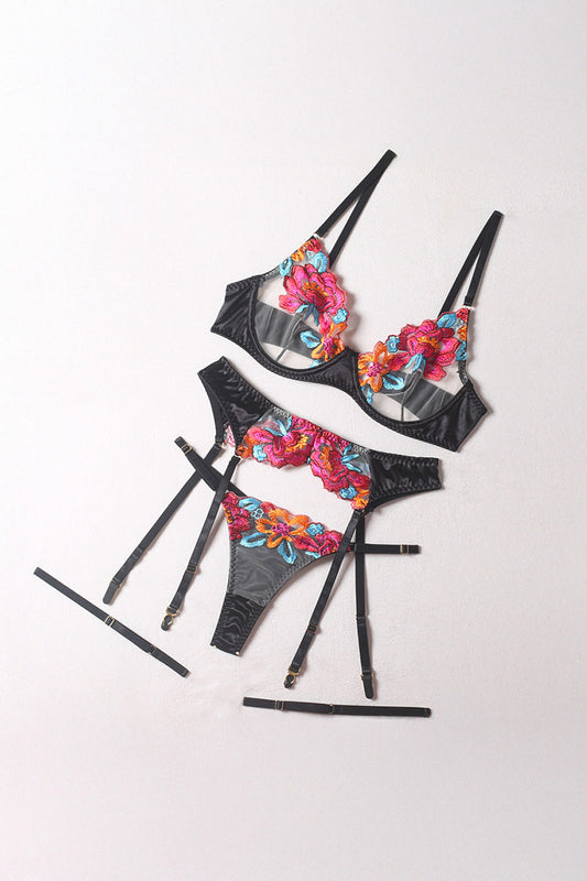 Garden Bra and Garter Set