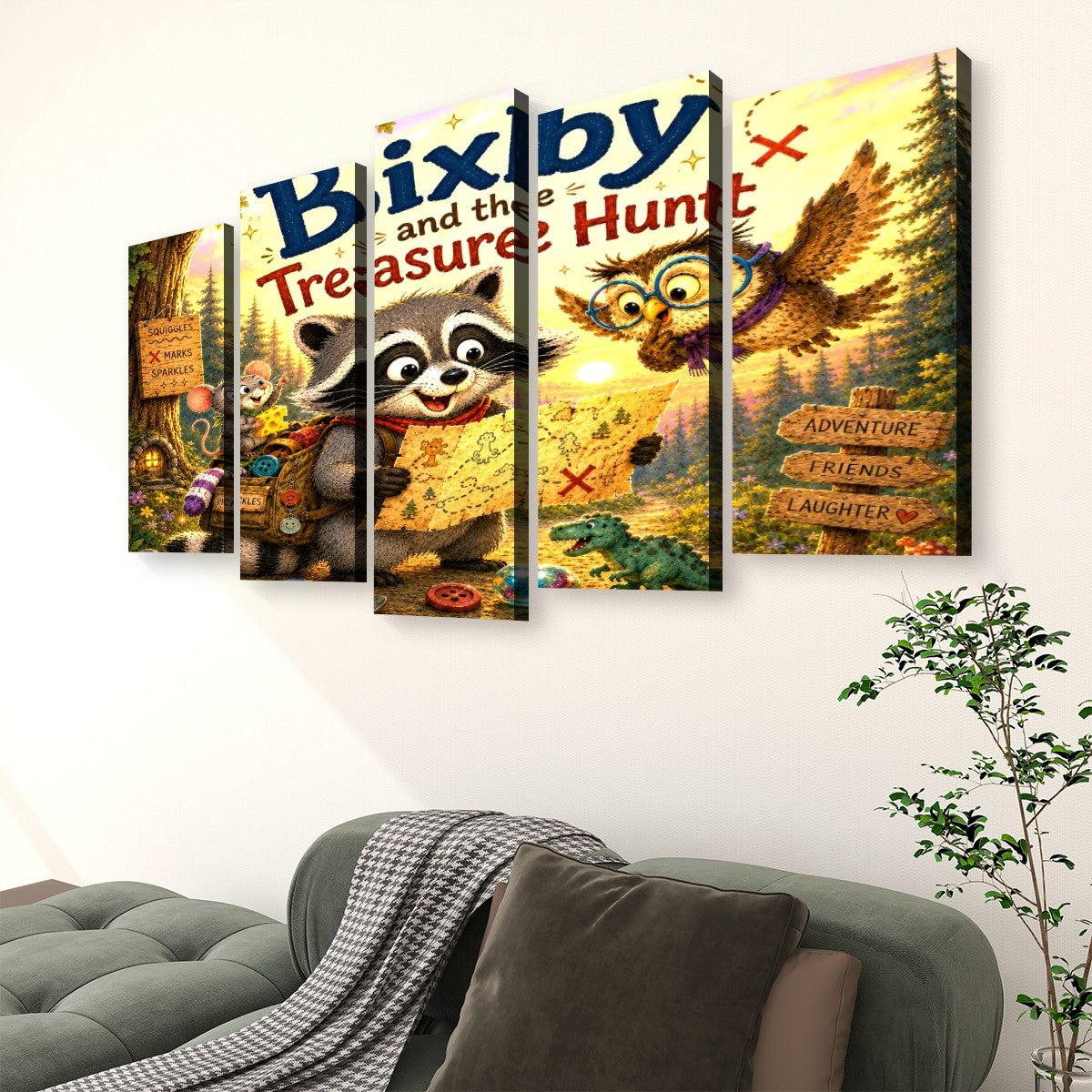 Bixby, 5 Panel Canvas Prints Wall Art (Set C)