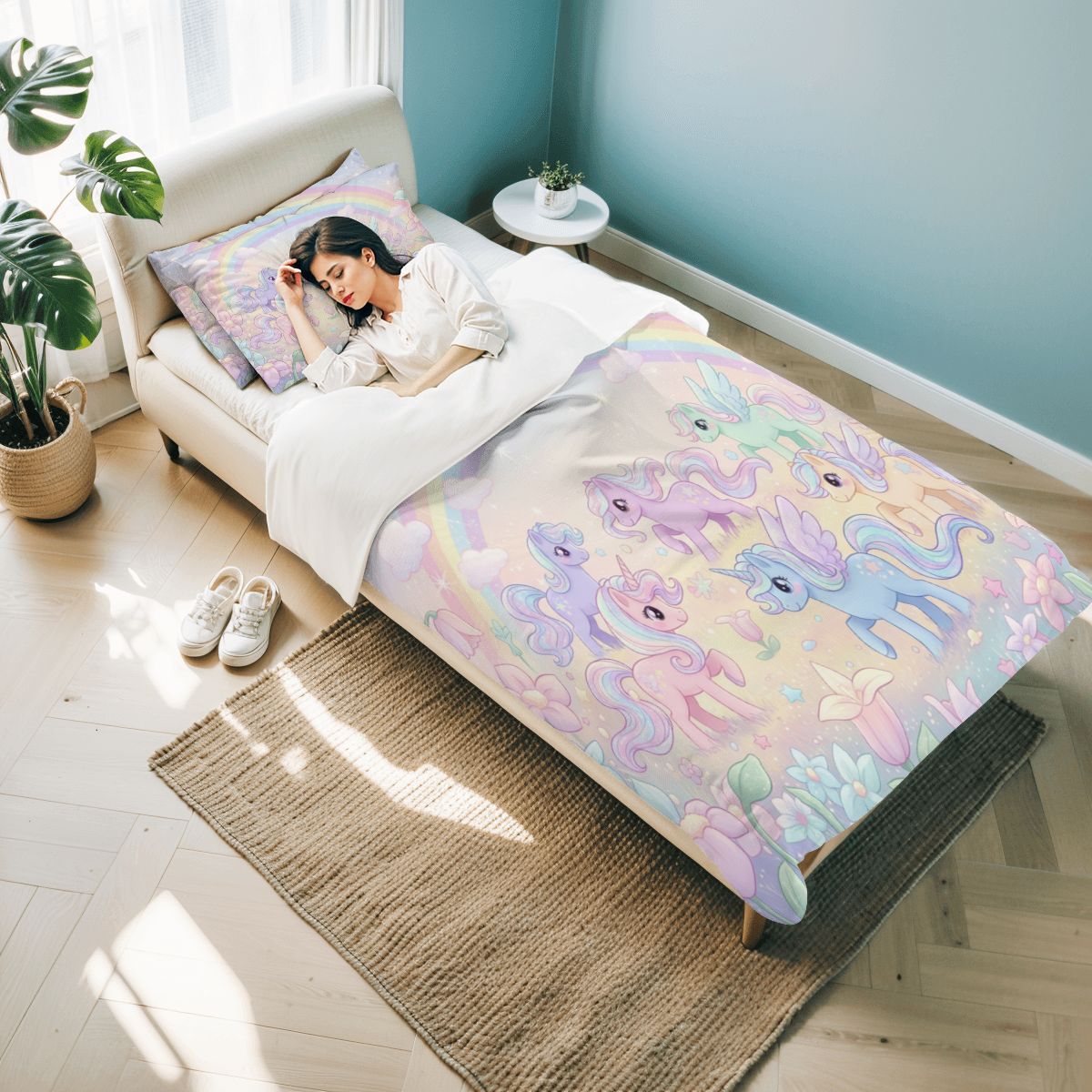Unicorn, Twin Duvet Cover Set 68"x86"