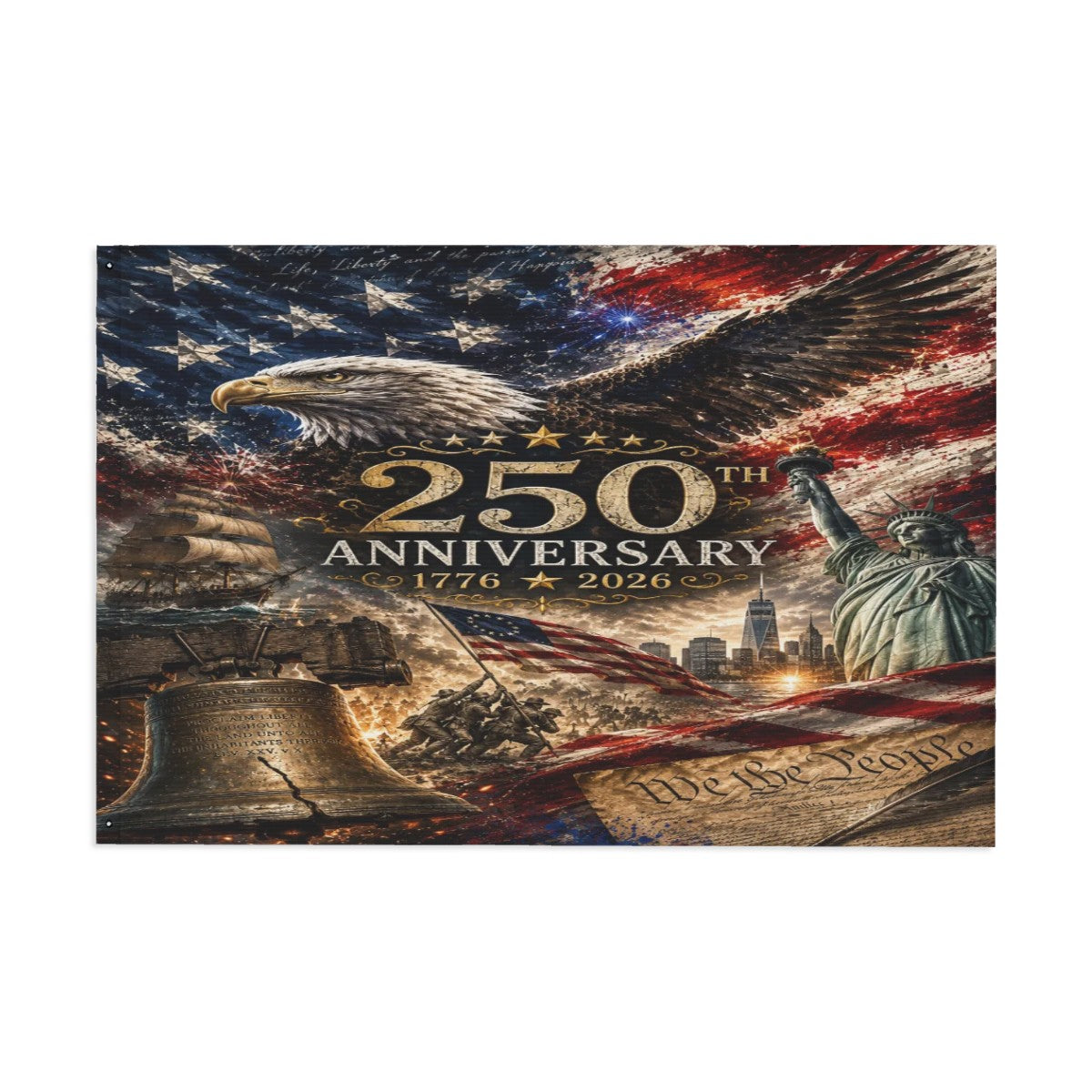 Patriotic, ThreeLayer Double Sided Flags 72"x48"