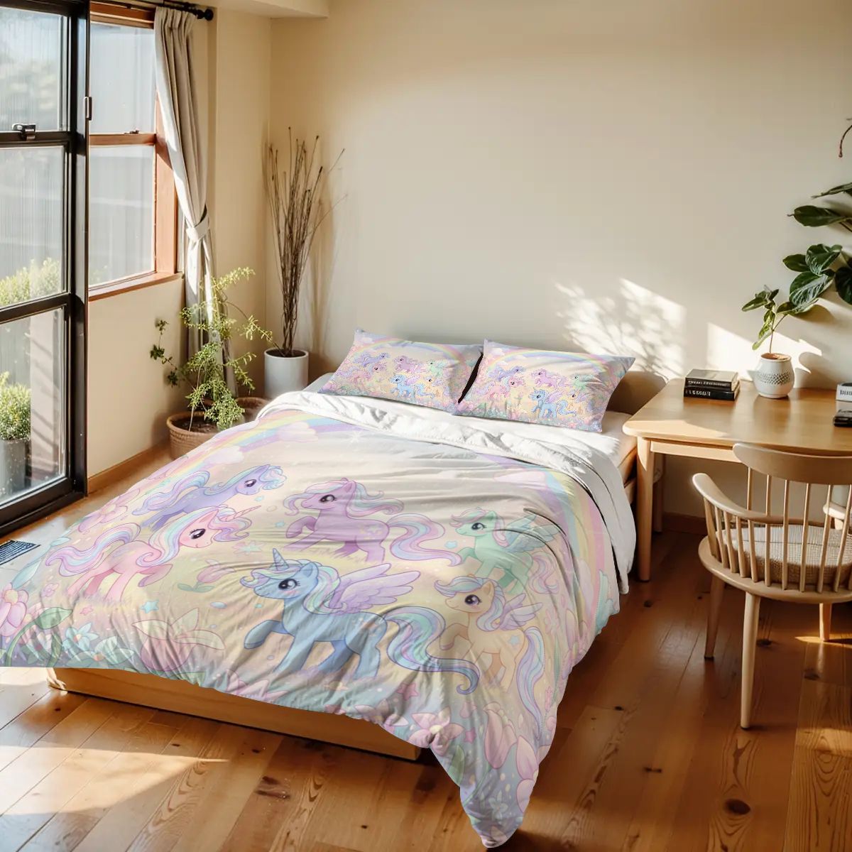 Unicorn, Twin Duvet Cover Set 68"x86"