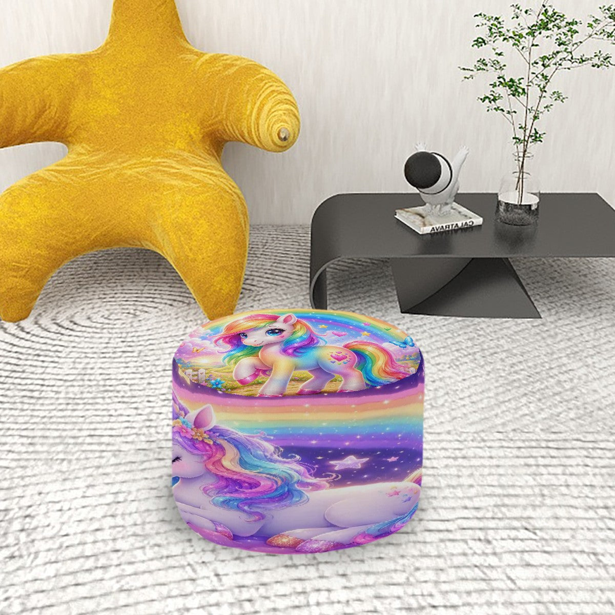 Unicorn, Round Pouf Ottoman