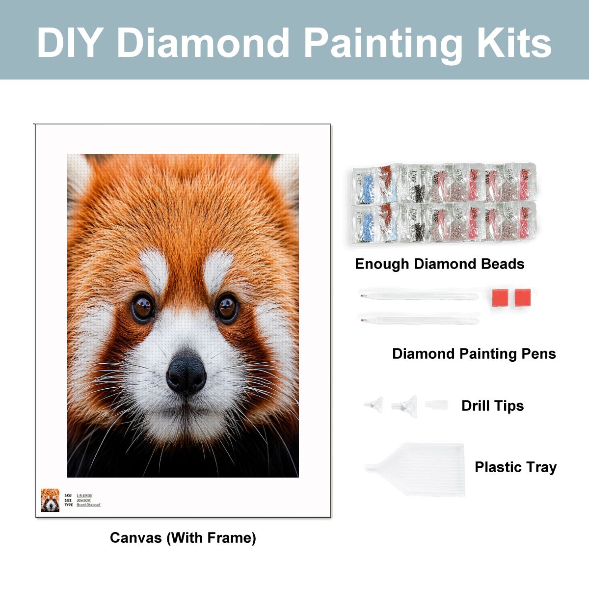 Red Panda DIY Diamond Painting with Frame