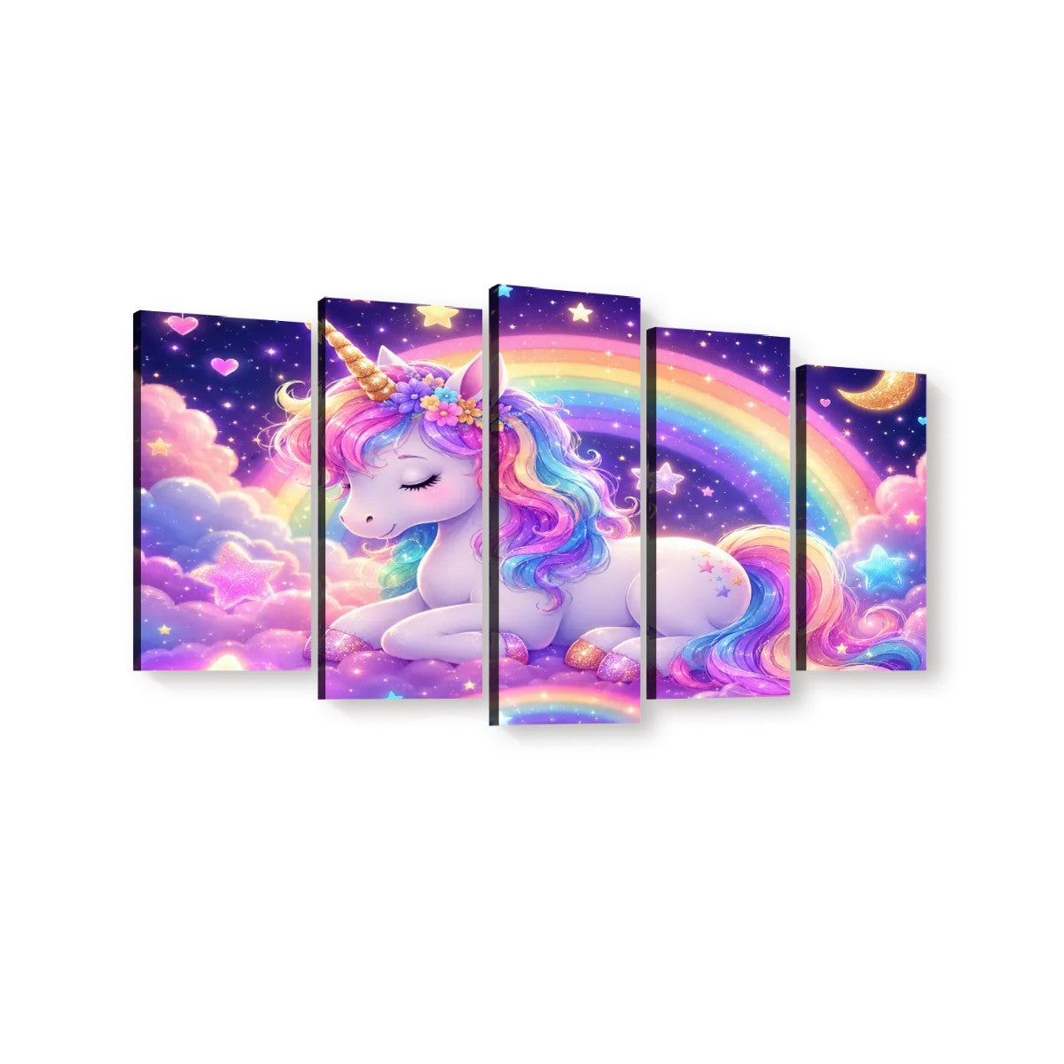 Unicorn, 5 Panels Canvas Prints Wall Art (Set C)